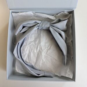 Kristin Ess Satin Headband in Vintage Blue